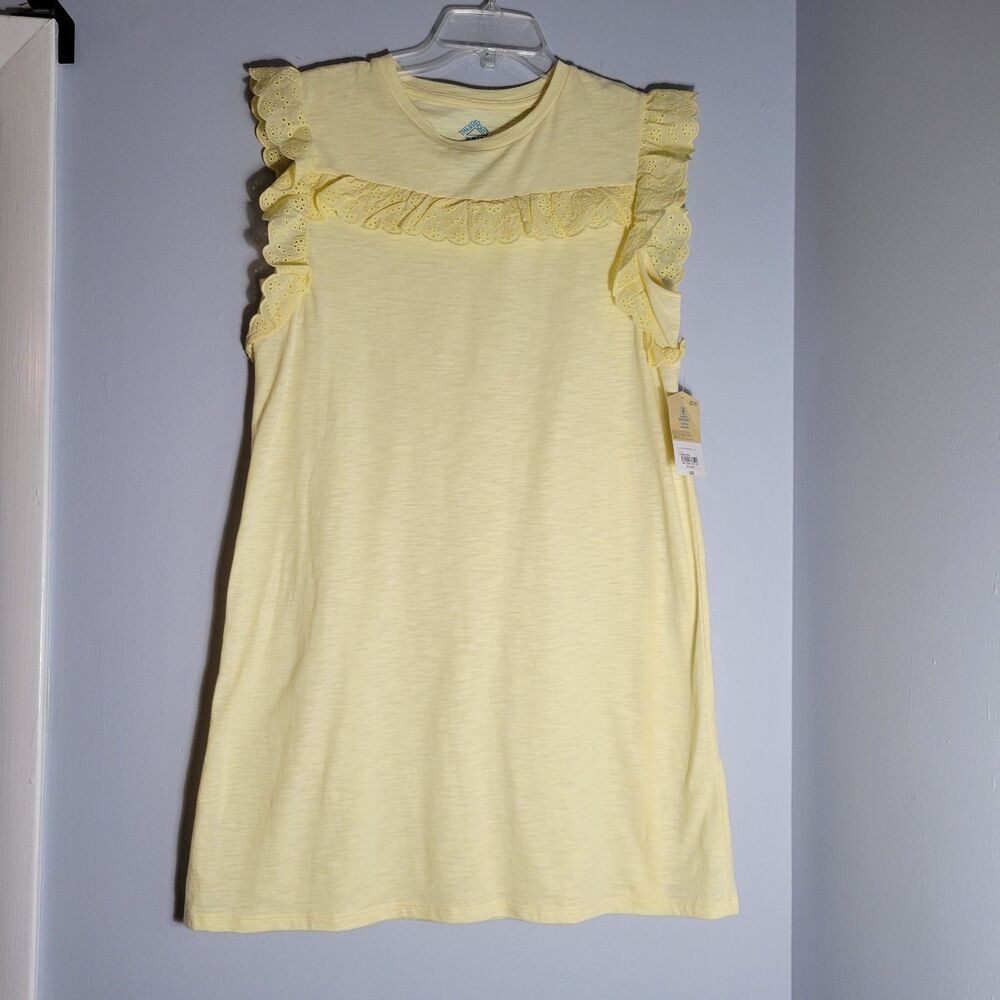 Thereabouts NWT Girls Light Yellow Eyelet Ruffle Detail Dress 18 Plus